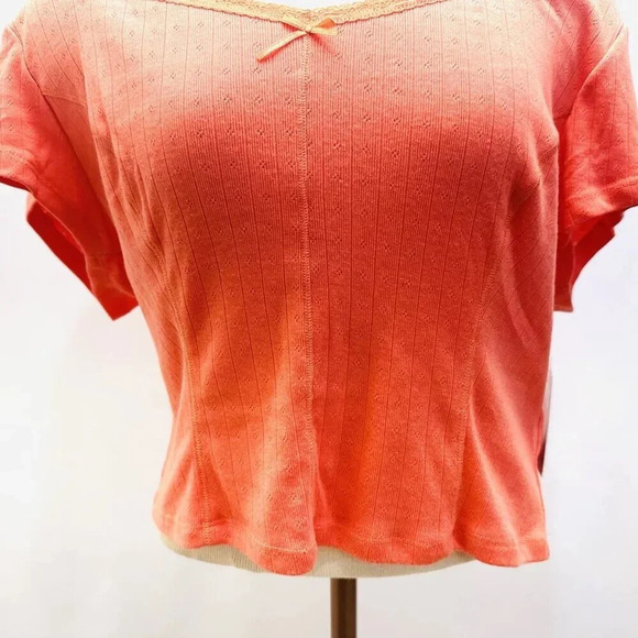 NWT SO GOODS FOR LIFE Juniors Short Sleeve Pullover V-Neck Orange Cropped Top 2X - Picture 3 of 10